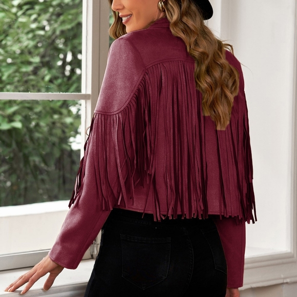 Tassel Tango Cropped Jacket - Deep Magenta - Picture 5 of 5